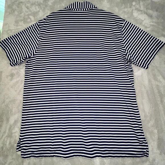 Peter Millar Polo Golf Shirt Mens XL Purple/Black Striped Embroidered Stretch - Picture 2 of 6